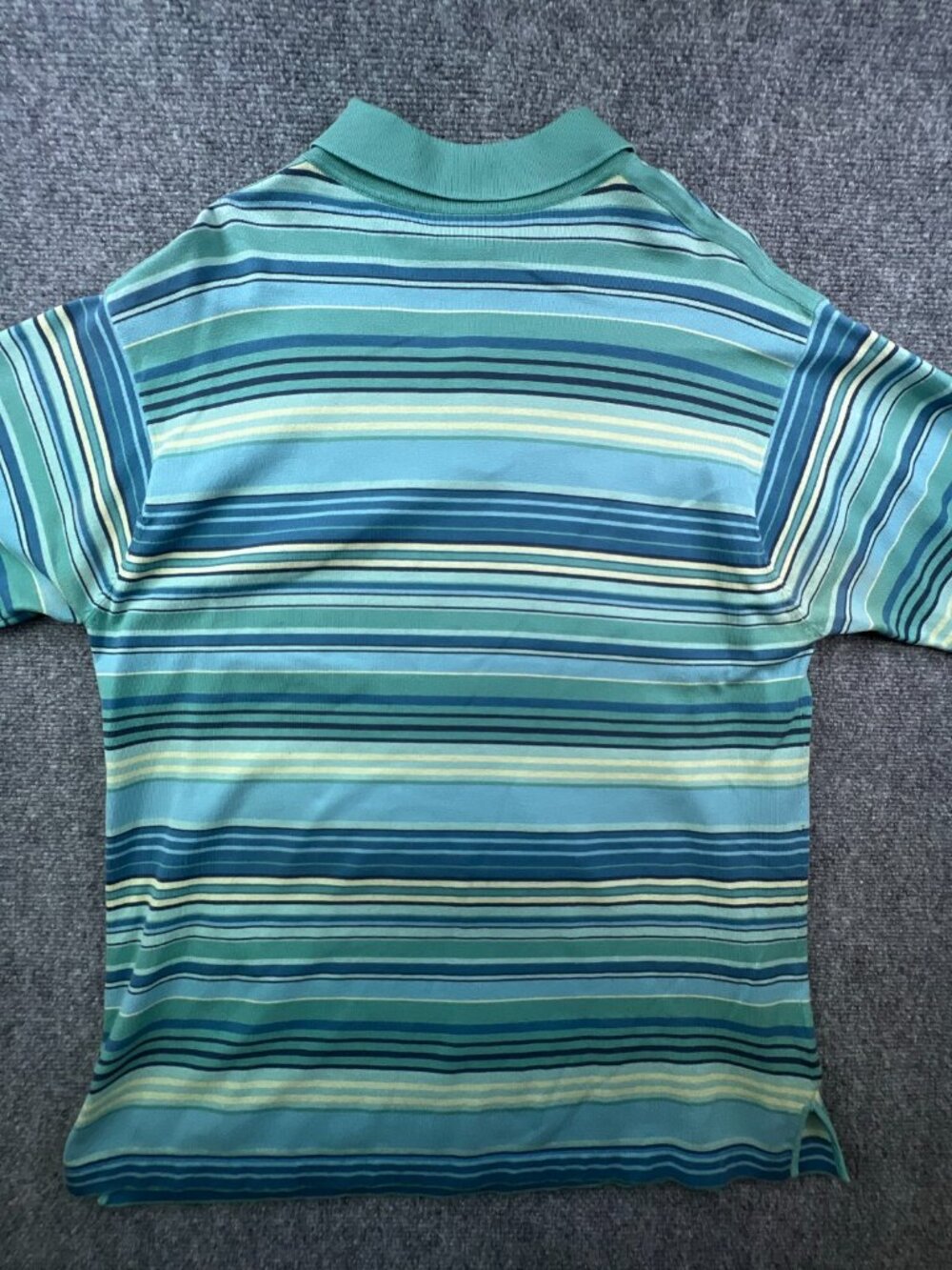 Tommy Bahama Polo Shirt Mens Large Silk Blend Blue Green Short Sleeve Striped - Picture 14 of 14